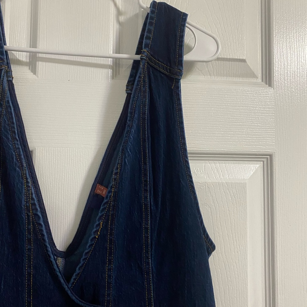 Pilcro Anthropologie Dark Wash Denim Vest Midi Dress Size 14 - Picture 6 of 10